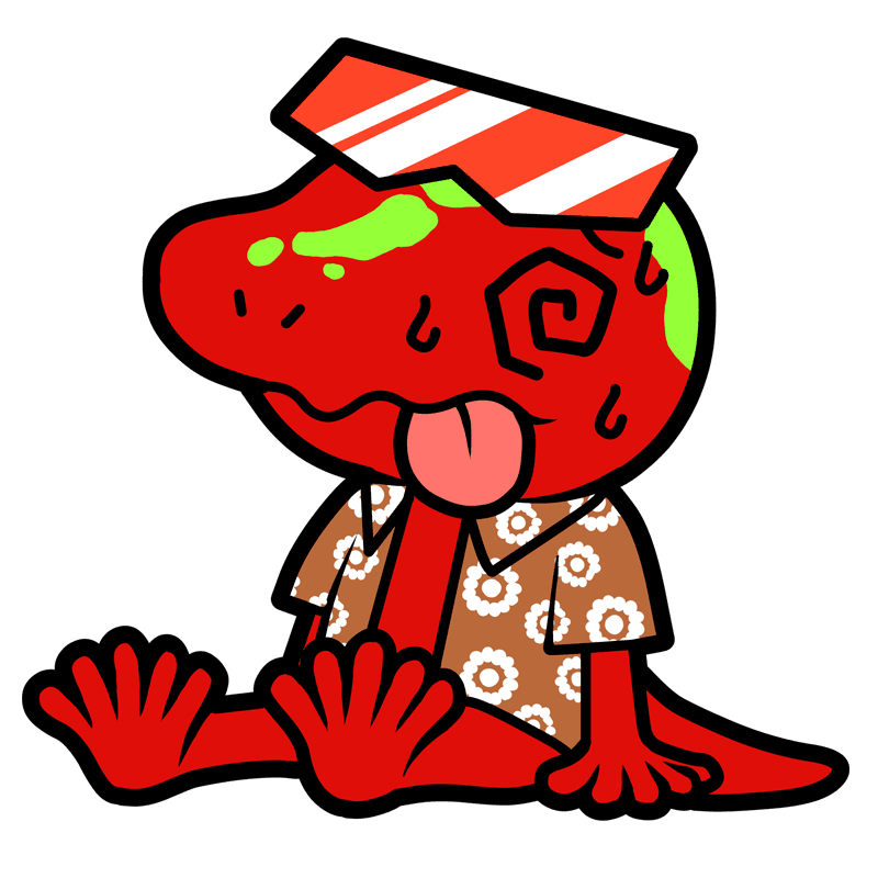 猛暑で弱っているキャラクターのイラスト